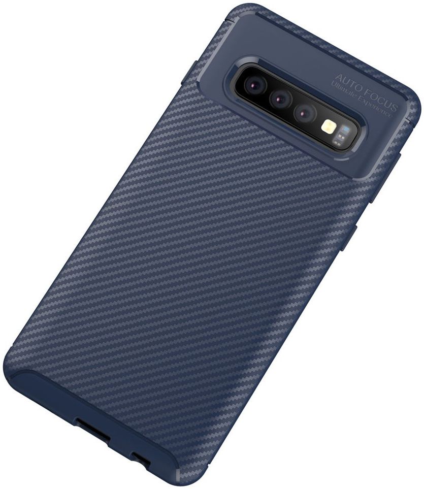 Samsung Galaxy S10 Siliconen Carbon Hoesje Blauw afbeelding 2
