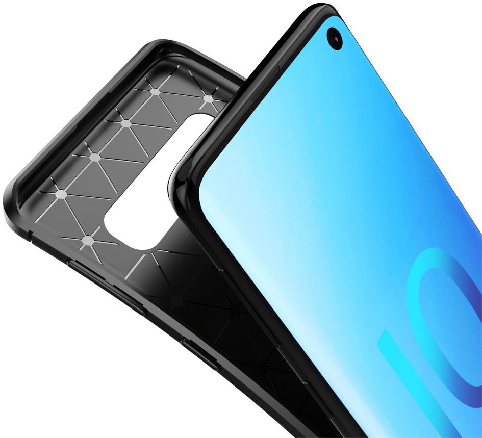 Samsung Galaxy S10 Siliconen Carbon Hoesje Blauw afbeelding 4