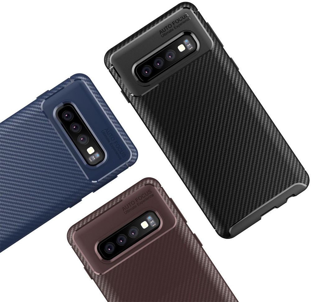 Samsung Galaxy S10 Siliconen Carbon Hoesje Blauw afbeelding 6