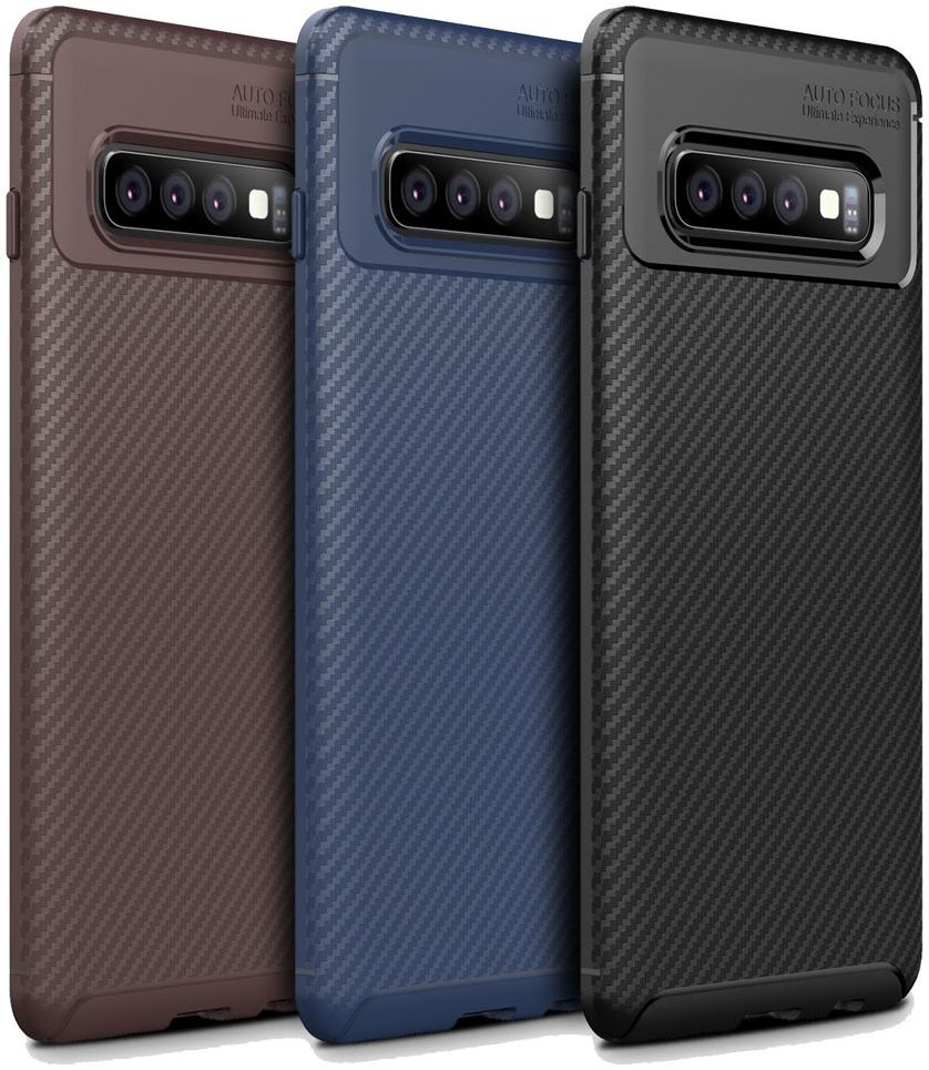 Samsung Galaxy S10 Siliconen Carbon Hoesje Blauw afbeelding 7