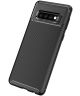 Samsung Galaxy S10 Plus Siliconen Carbon Hoesje Zwart