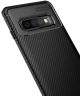 Samsung Galaxy S10 Plus Siliconen Carbon Hoesje Zwart