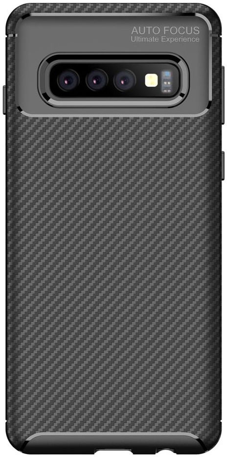 Samsung Galaxy S10 Plus Siliconen Carbon Hoesje Zwart afbeelding 2