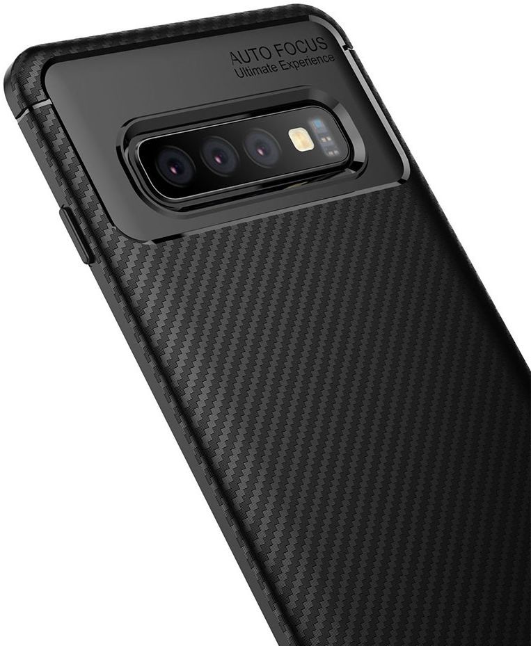 Samsung Galaxy S10 Plus Siliconen Carbon Hoesje Zwart afbeelding 8