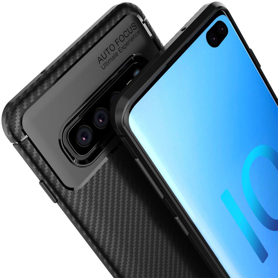 Samsung Galaxy S10 Plus Siliconen Carbon Hoesje Zwart afbeelding 5