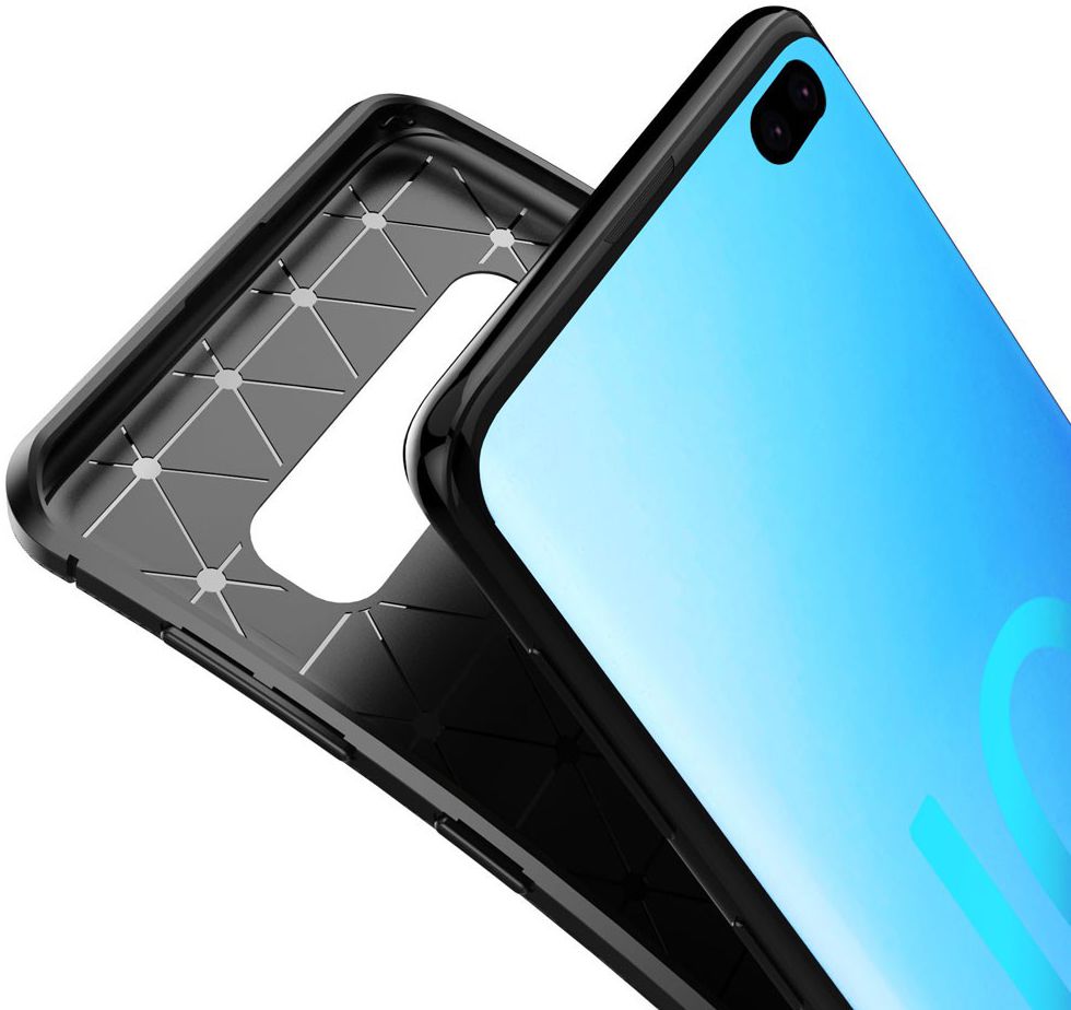 Samsung Galaxy S10 Plus Siliconen Carbon Hoesje Zwart afbeelding 6