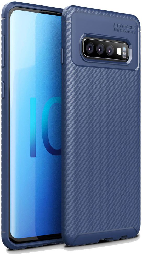 Samsung Galaxy S10 Plus Siliconen Carbon Hoesje Blauw afbeelding 1