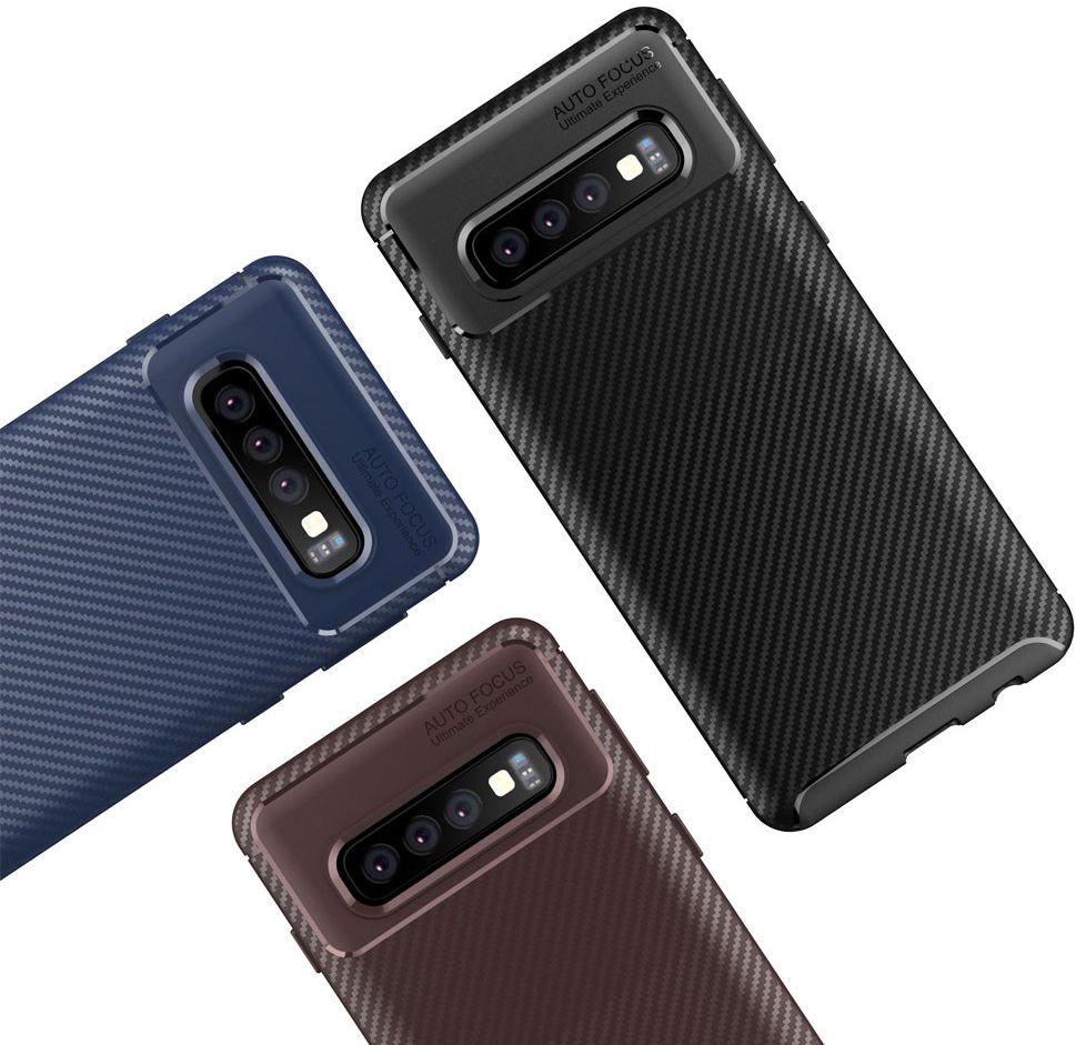 Samsung Galaxy S10 Plus Siliconen Carbon Hoesje Blauw afbeelding 6