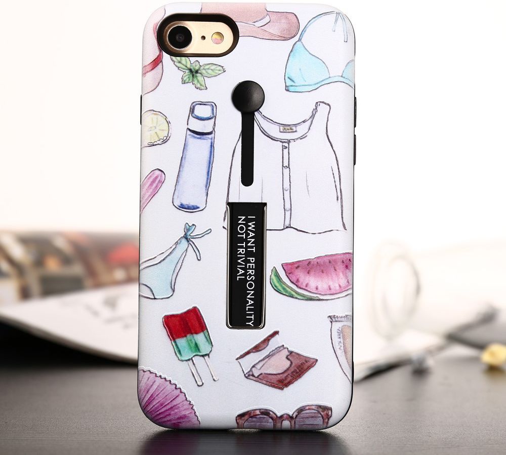 Apple iPhone 7/8 TPU+Hybride Kickstand Print Hoesje Drink & Icecream afbeelding 1