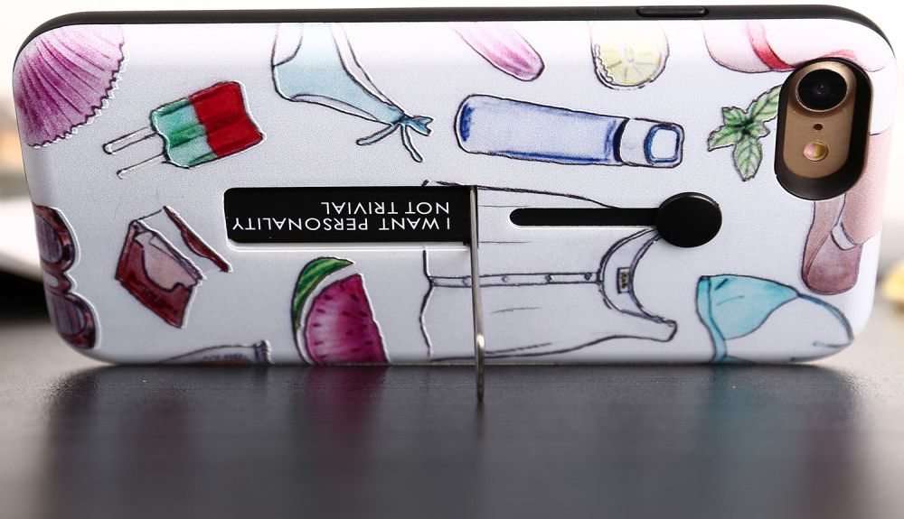 Apple iPhone 7/8 TPU+Hybride Kickstand Print Hoesje Drink & Icecream afbeelding 2