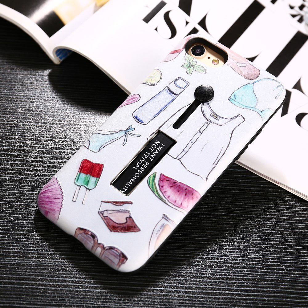 Apple iPhone 7/8 TPU+Hybride Kickstand Print Hoesje Drink & Icecream afbeelding 3