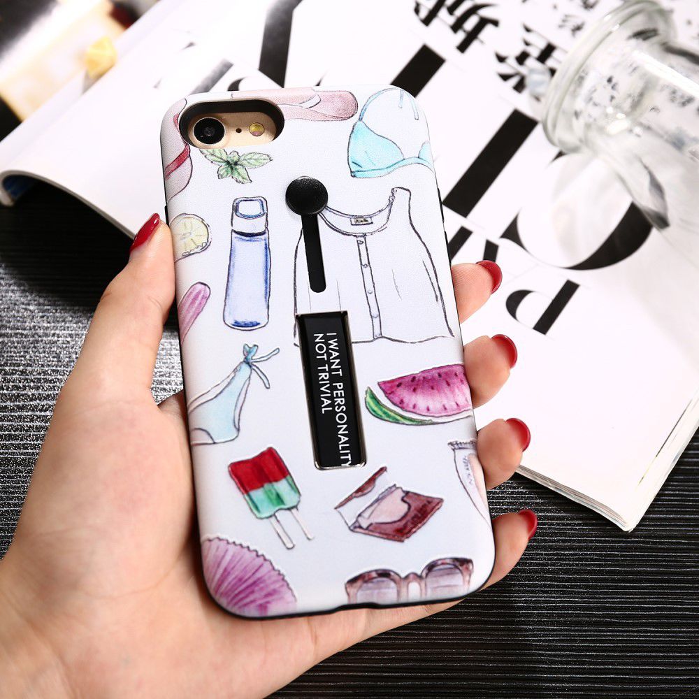 Apple iPhone 7/8 TPU+Hybride Kickstand Print Hoesje Drink & Icecream afbeelding 4