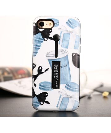 Apple iPhone 7/8 TPU+Hybride Kickstand Print Hoesje Macaron & Gifts Hoesjes