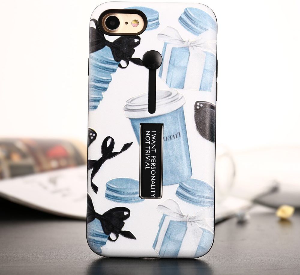 Apple iPhone 7/8 TPU+Hybride Kickstand Print Hoesje Macaron & Gifts afbeelding 1
