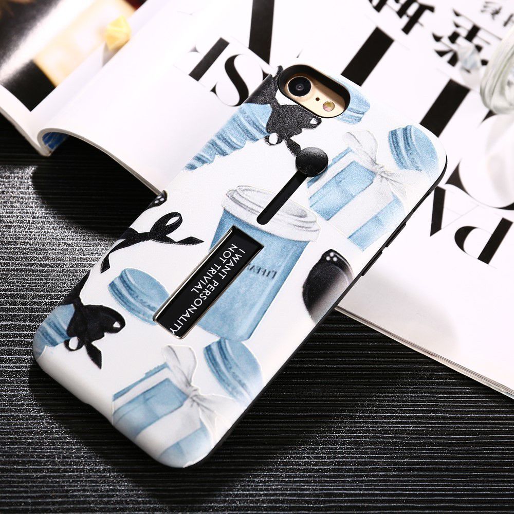 Apple iPhone 7/8 TPU+Hybride Kickstand Print Hoesje Macaron & Gifts afbeelding 3