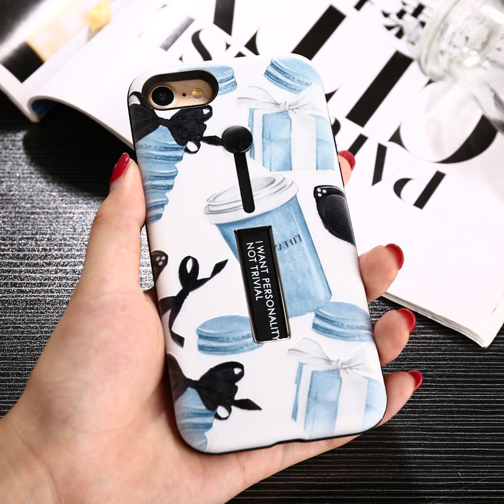 Apple iPhone 7/8 TPU+Hybride Kickstand Print Hoesje Macaron & Gifts afbeelding 4