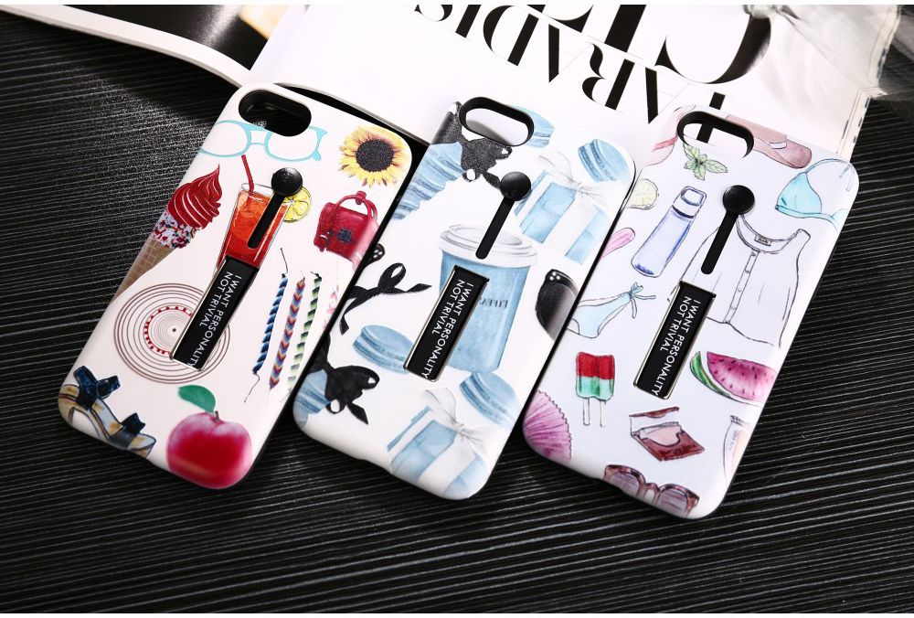 Apple iPhone 7/8 TPU+Hybride Kickstand Print Hoesje Macaron & Gifts afbeelding 6
