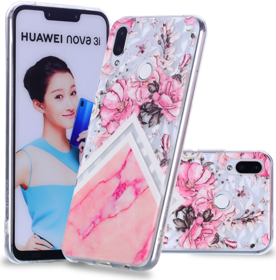Huawei P Smart Plus TPU Hoesje Pink Flower afbeelding 2