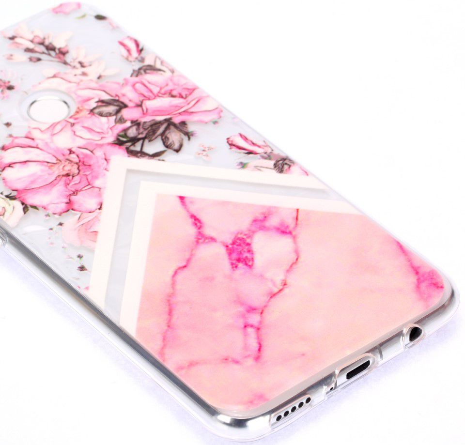 Huawei P Smart Plus TPU Hoesje Pink Flower afbeelding 5