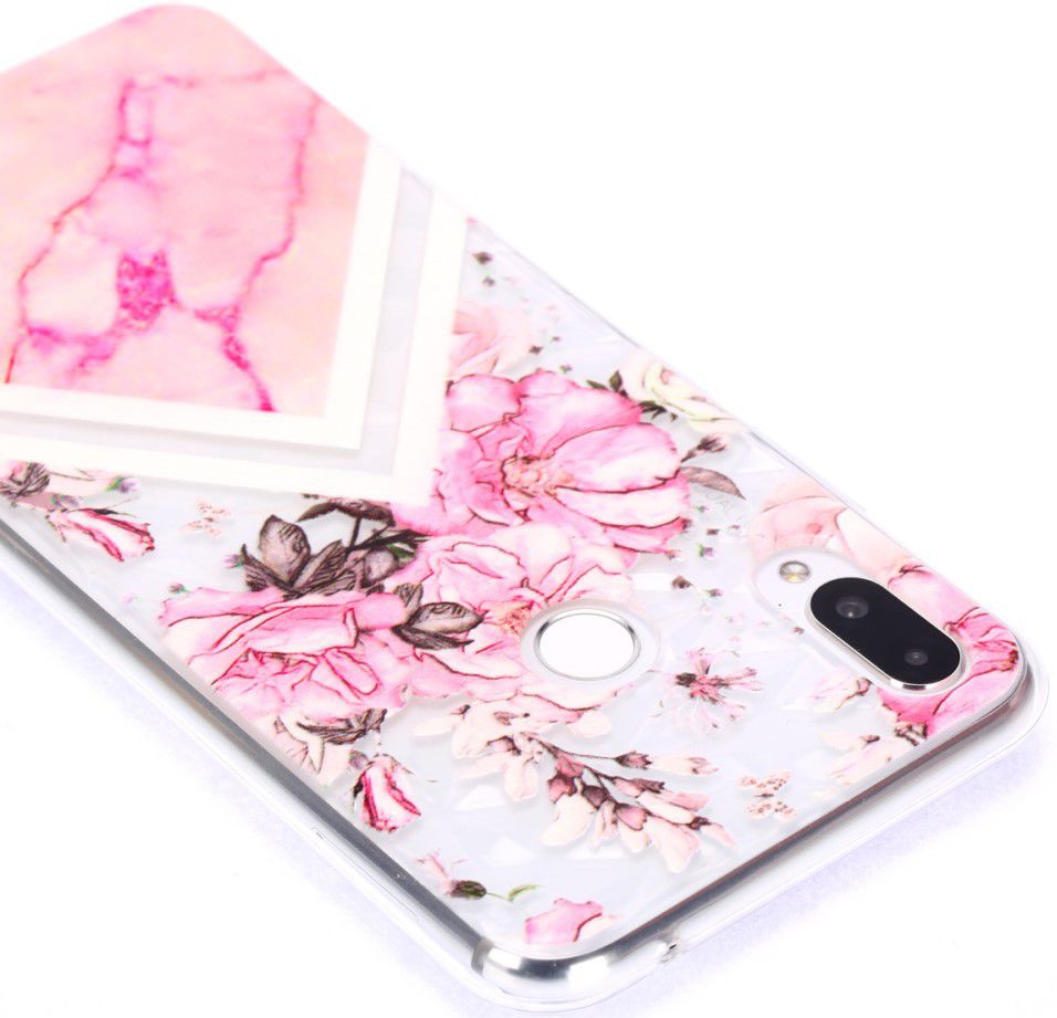 Huawei P Smart Plus TPU Hoesje Pink Flower afbeelding 6