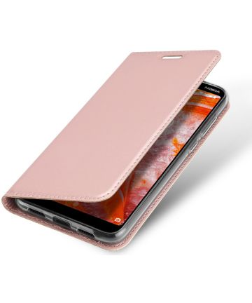 Dux Ducis Premium Book Case Nokia 3.1 Plus Hoesje Roze Goud Hoesjes