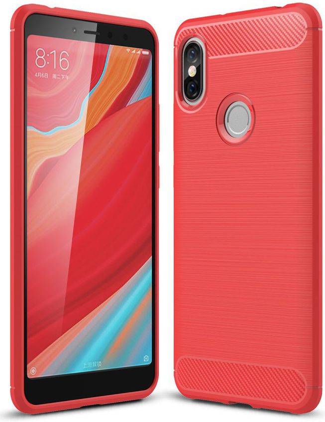 Xiaomi Redmi S2 Geborsteld TPU Hoesje Rood afbeelding 1