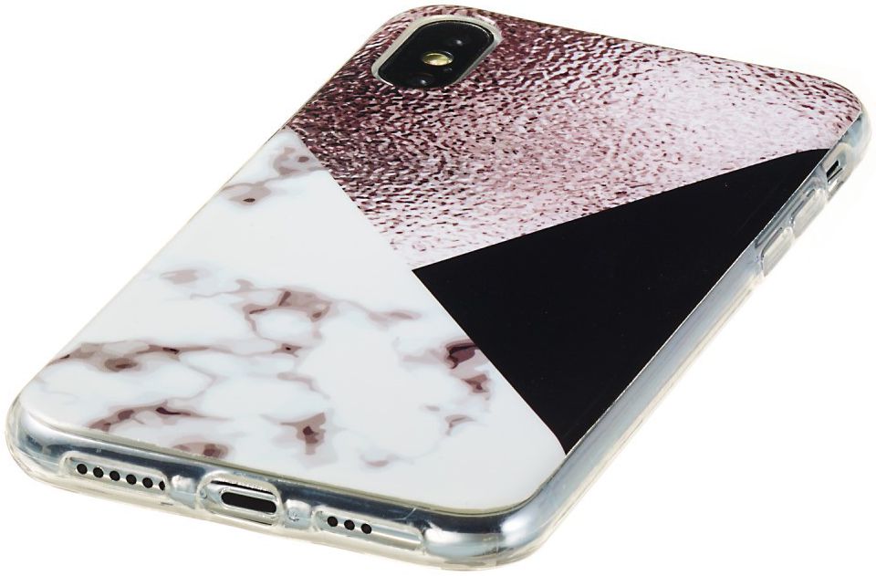 Apple iPhone XS TPU Hoesje met Marmer Opdruk Bruin afbeelding 2