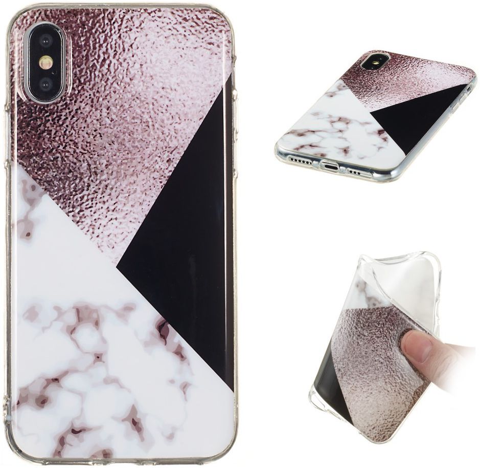 Apple iPhone XS TPU Hoesje met Marmer Opdruk Bruin afbeelding 3