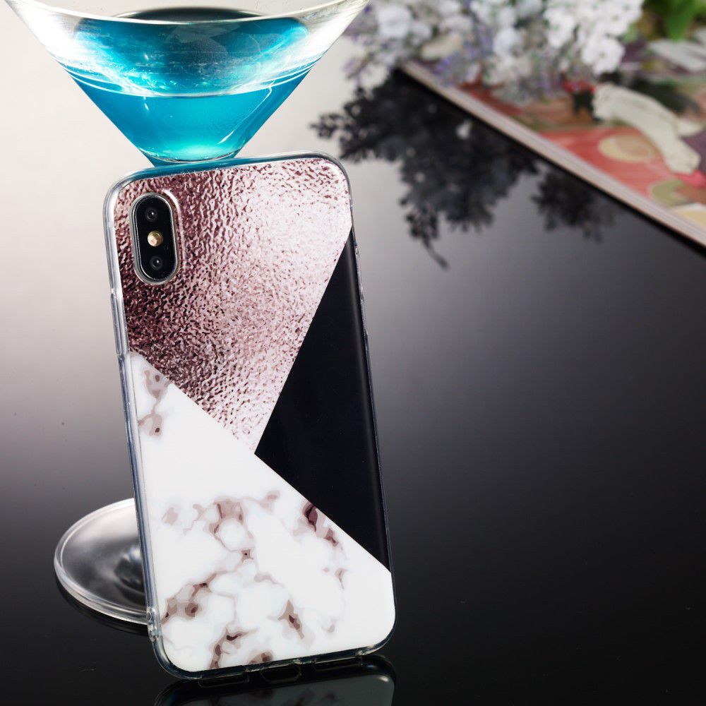 Apple iPhone XS TPU Hoesje met Marmer Opdruk Bruin afbeelding 5