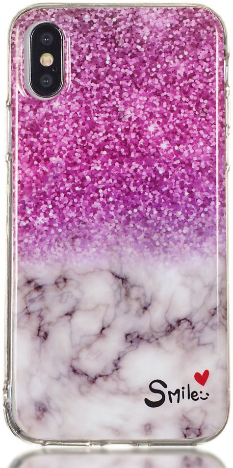 Apple iPhone XS TPU Hoesje met Marmer Opdruk Roze afbeelding 1