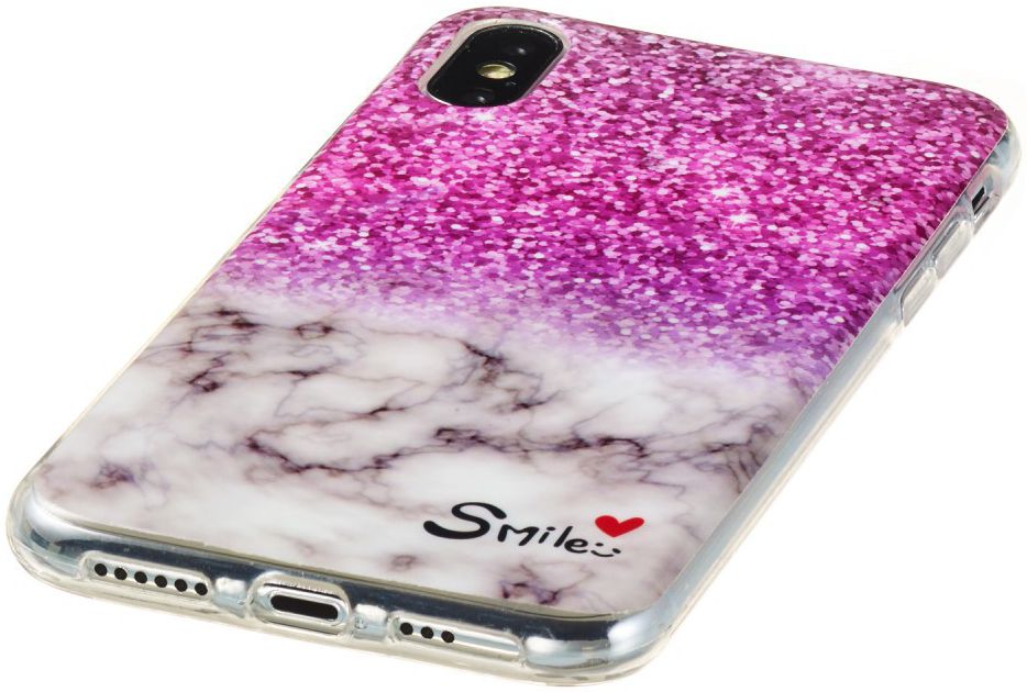 Apple iPhone XS TPU Hoesje met Marmer Opdruk Roze afbeelding 2