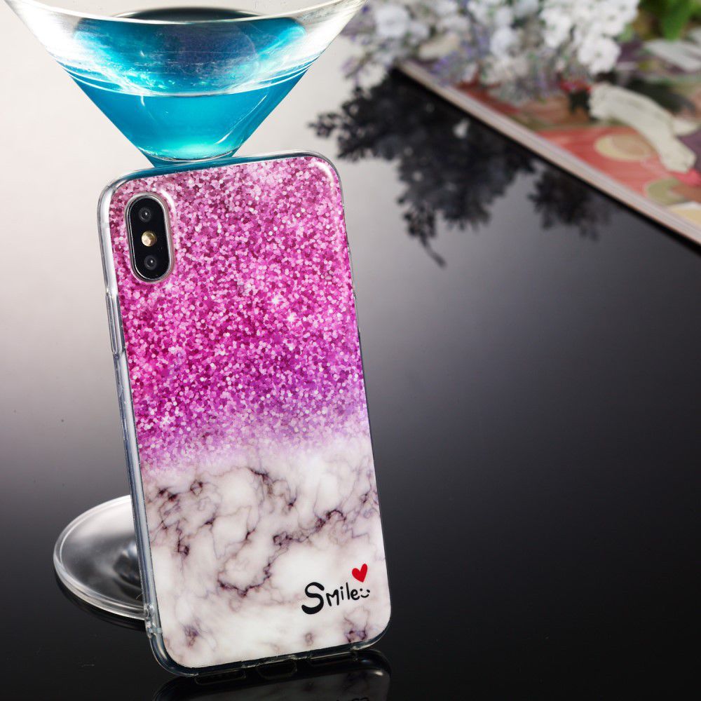 Apple iPhone XS TPU Hoesje met Marmer Opdruk Roze afbeelding 5