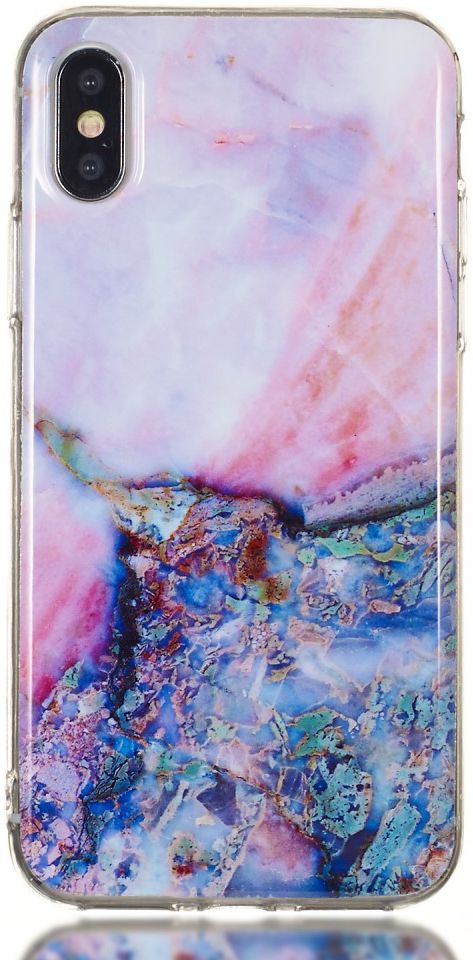 Apple iPhone XS TPU Hoesje met Marmer Opdruk Blauw afbeelding 1