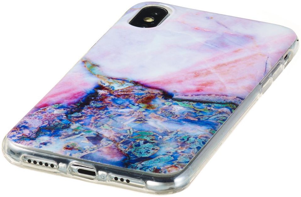 Apple iPhone XS TPU Hoesje met Marmer Opdruk Blauw afbeelding 2