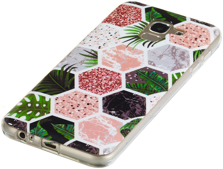 Samsung Galaxy J6 (2018) TPU Hoesje met Marmer Opdruk Hexagon afbeelding 2
