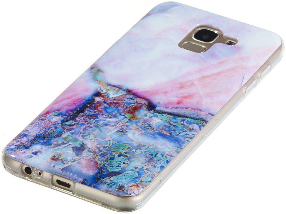 Samsung Galaxy J6 (2018) TPU Hoesje met Marmer Opdruk Blauw afbeelding 2