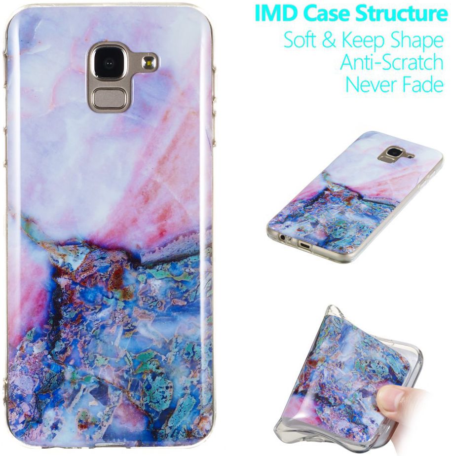 Samsung Galaxy J6 (2018) TPU Hoesje met Marmer Opdruk Blauw afbeelding 5