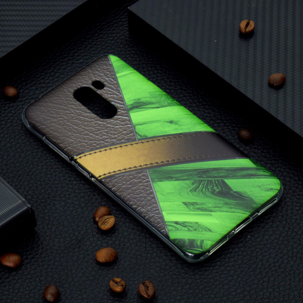 Xiaomi PocoPhone F1 TPU Backcover met Marmer en Leer Print Groen afbeelding 5