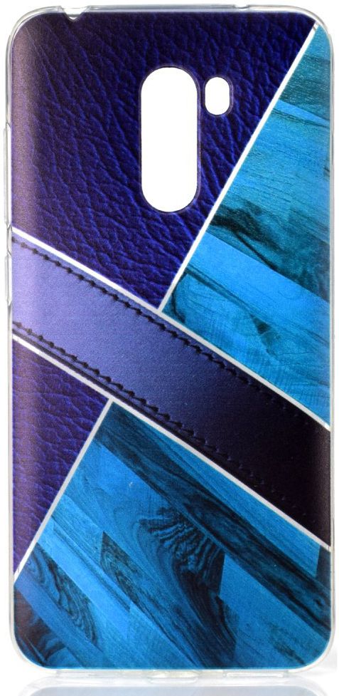 Xiaomi PocoPhone F1 TPU Backcover met Marmer en Leer Print Blauw afbeelding 1