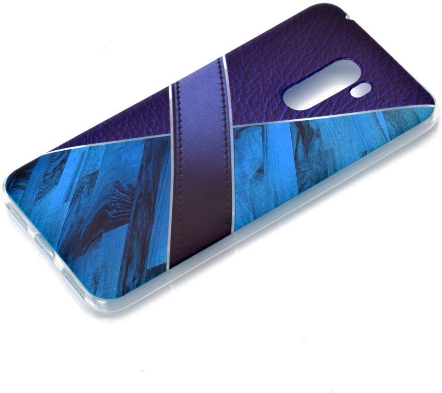 Xiaomi PocoPhone F1 TPU Backcover met Marmer en Leer Print Blauw afbeelding 2