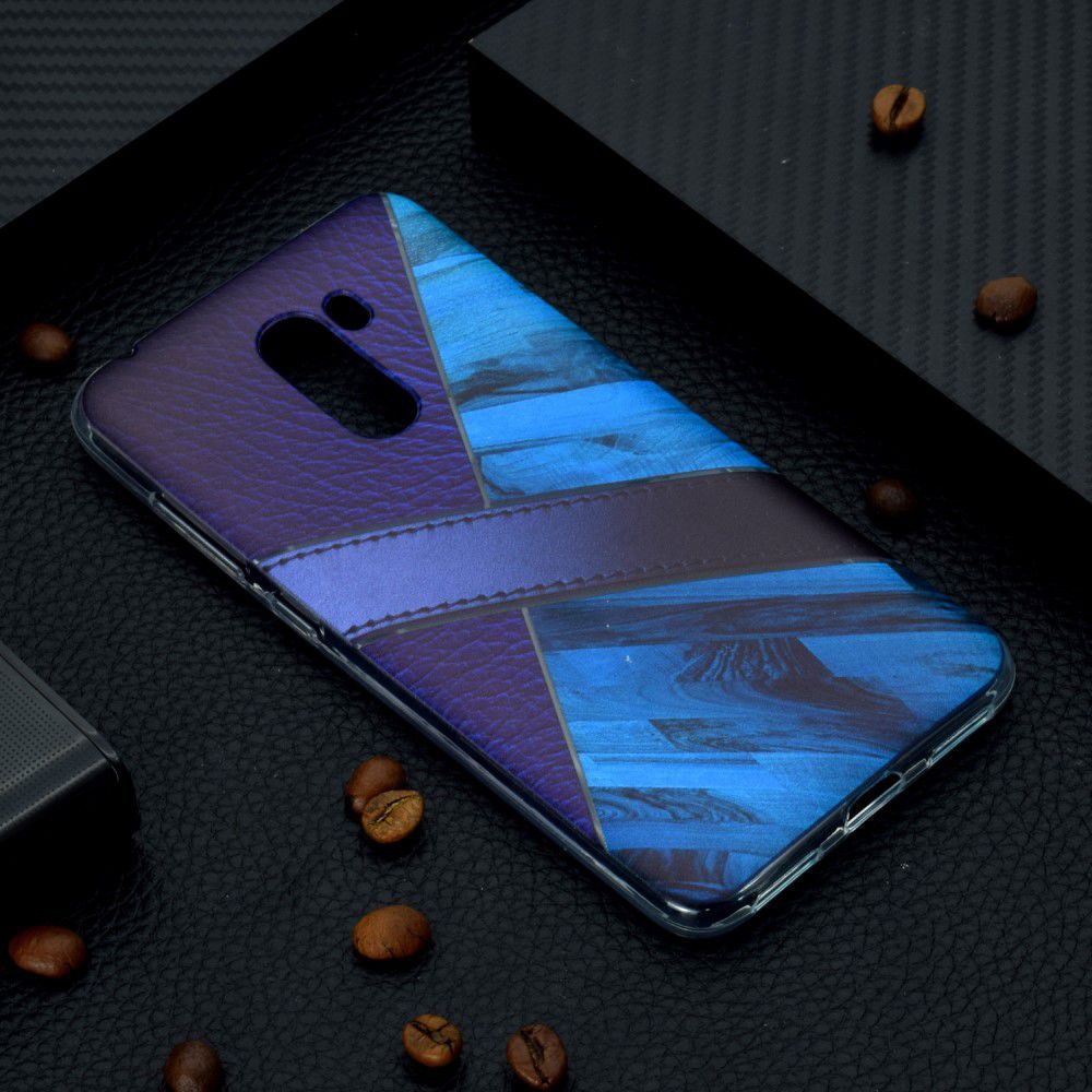 Xiaomi PocoPhone F1 TPU Backcover met Marmer en Leer Print Blauw afbeelding 5