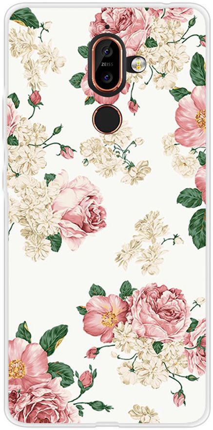 Nokia 7 Plus TPU Back Cover met Bloem Print afbeelding 1