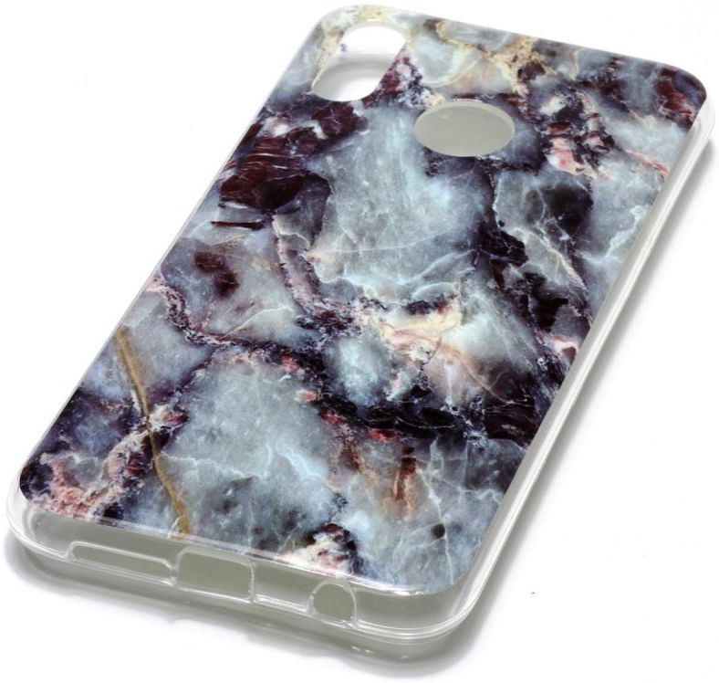 Huawei P20 Lite TPU Back Cover met Marmer Print Zwart afbeelding 2