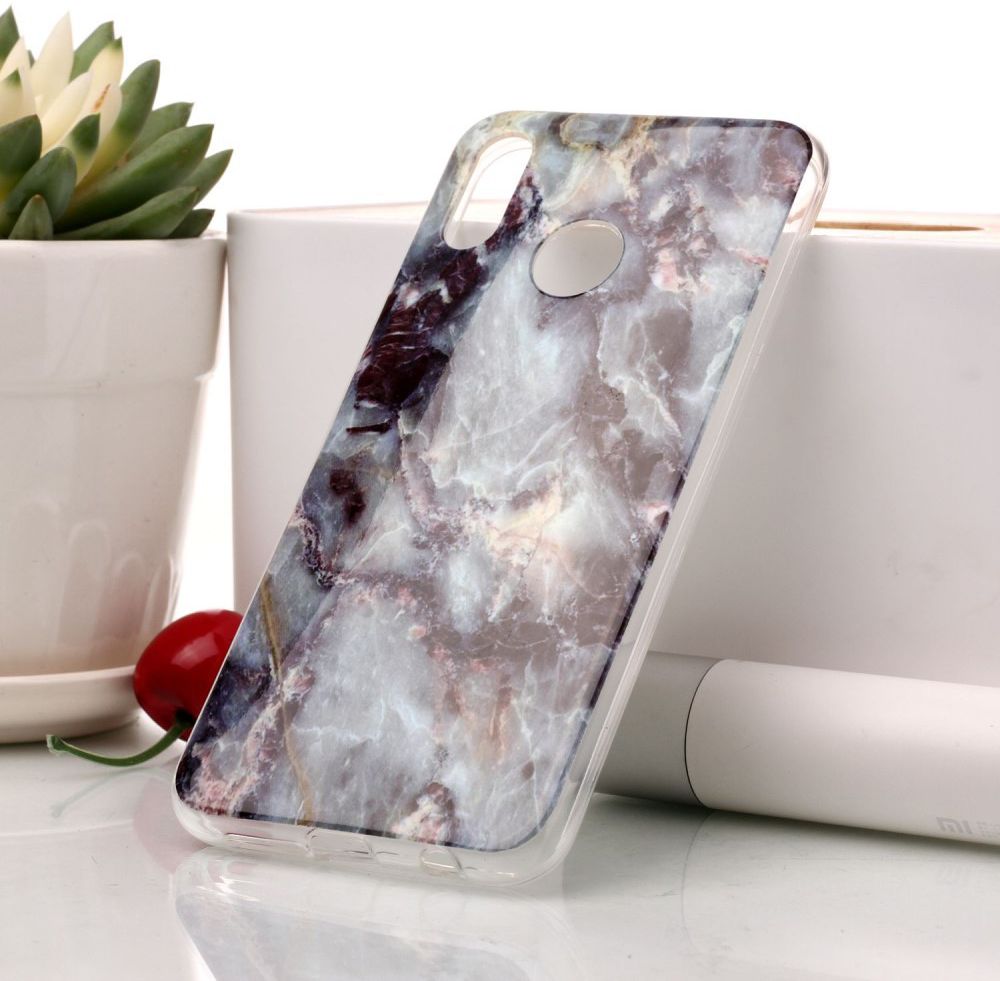 Huawei P20 Lite TPU Back Cover met Marmer Print Zwart afbeelding 4