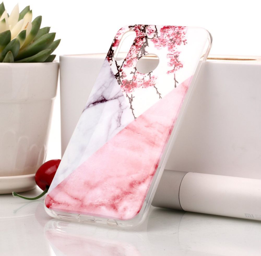 Huawei P20 Lite TPU Back Cover met Marmer Print Roze afbeelding 4