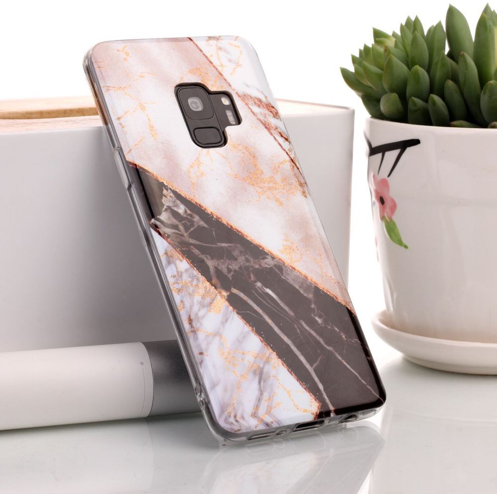 Samsung Galaxy S9 TPU Back Cover met Marmer Print Zwart afbeelding 3