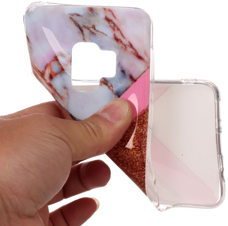 Samsung Galaxy S9 TPU Back Cover met Marmer Print Roze Goud afbeelding 2