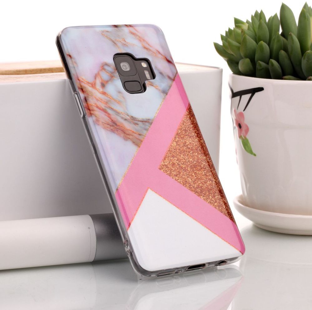 Samsung Galaxy S9 TPU Back Cover met Marmer Print Roze Goud afbeelding 3