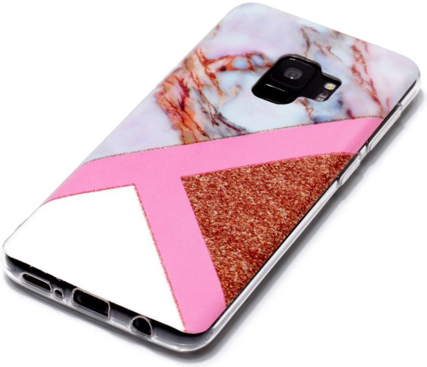 Samsung Galaxy S9 TPU Back Cover met Marmer Print Roze Goud afbeelding 4