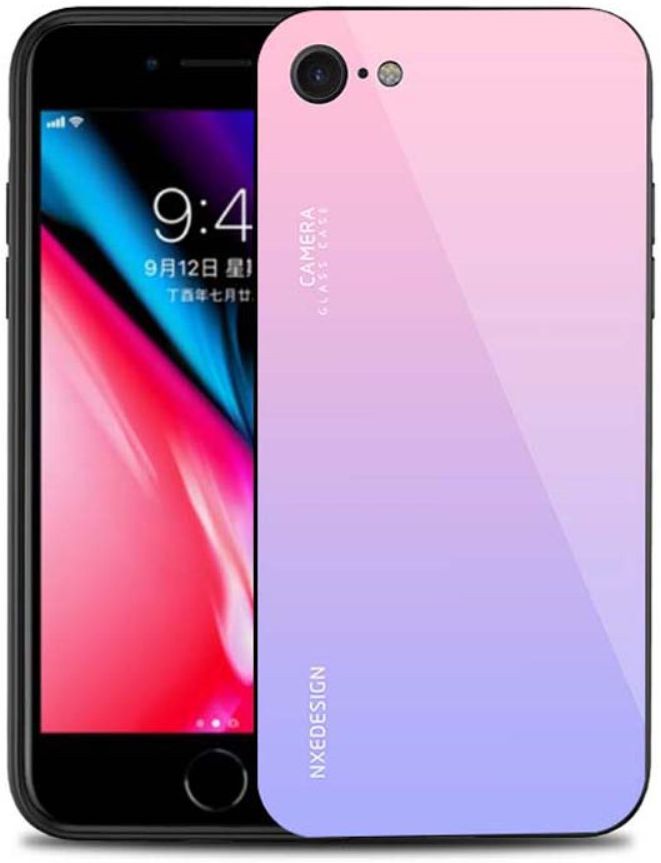 Apple iPhone 8 Tempered Glass Back Cover Paars afbeelding 1
